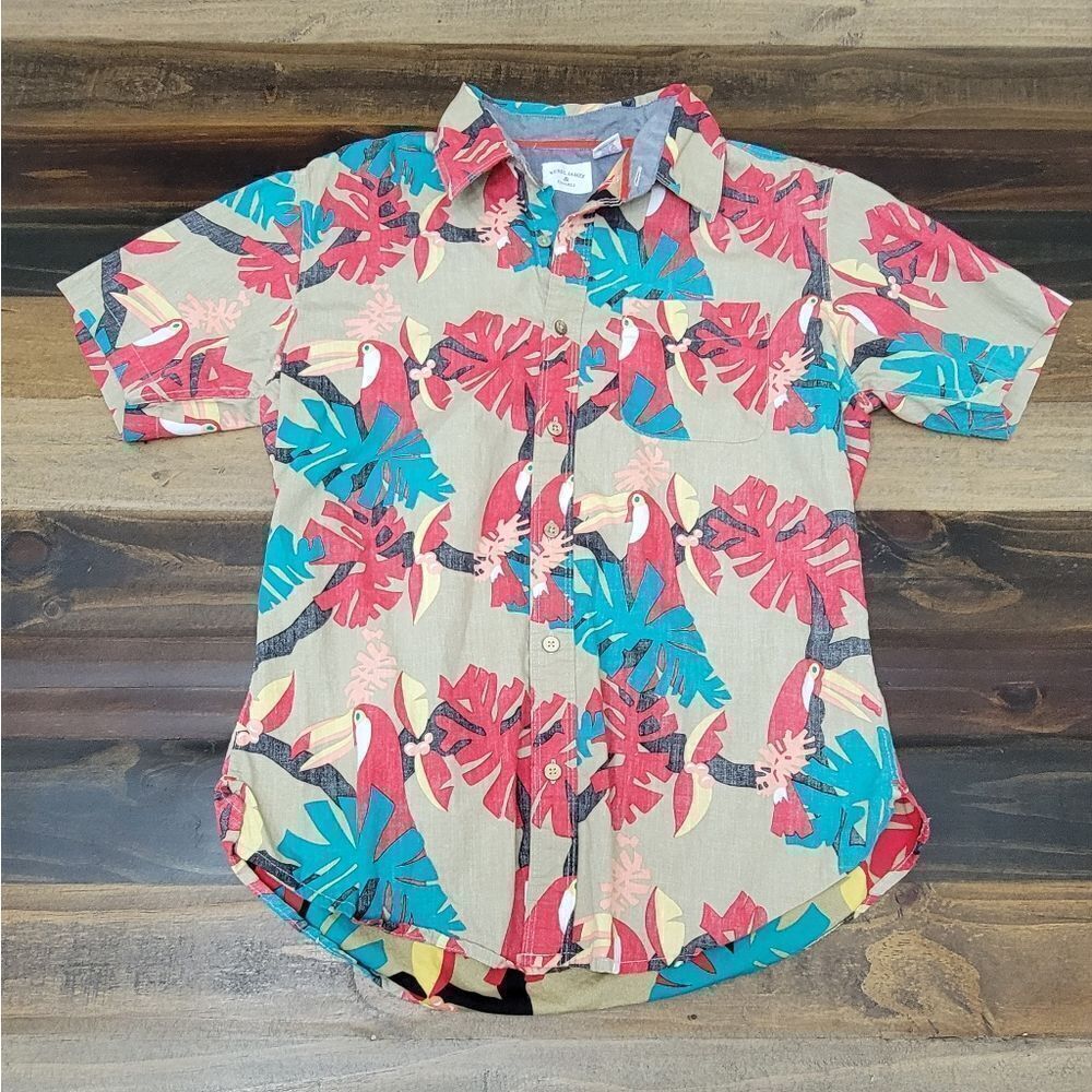 Rebel James & Charli Hawaiian Buttoned Shirt Floral Animal Print Tucan Size S